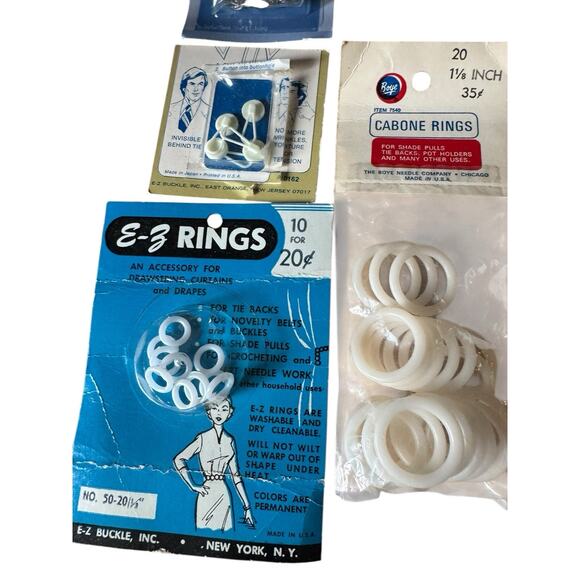 VTG Sewing Notions Lot Singer Boye DeLong Newey Hooks Rings Snaps Elastic USA - Picture 3 of 6